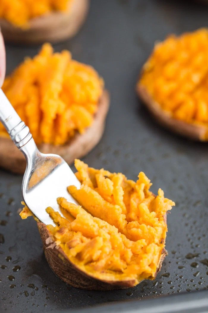 Garlic Smashed Sweet Potatoes