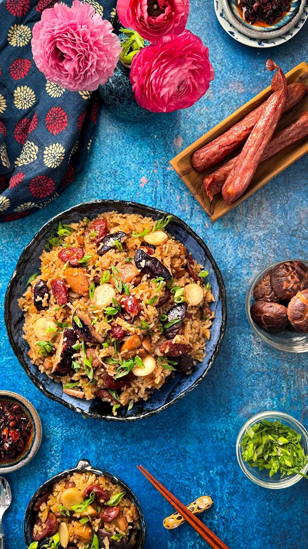 Clay Pot Chicken Rice with Lap Cheong and Shiitake Mushrooms