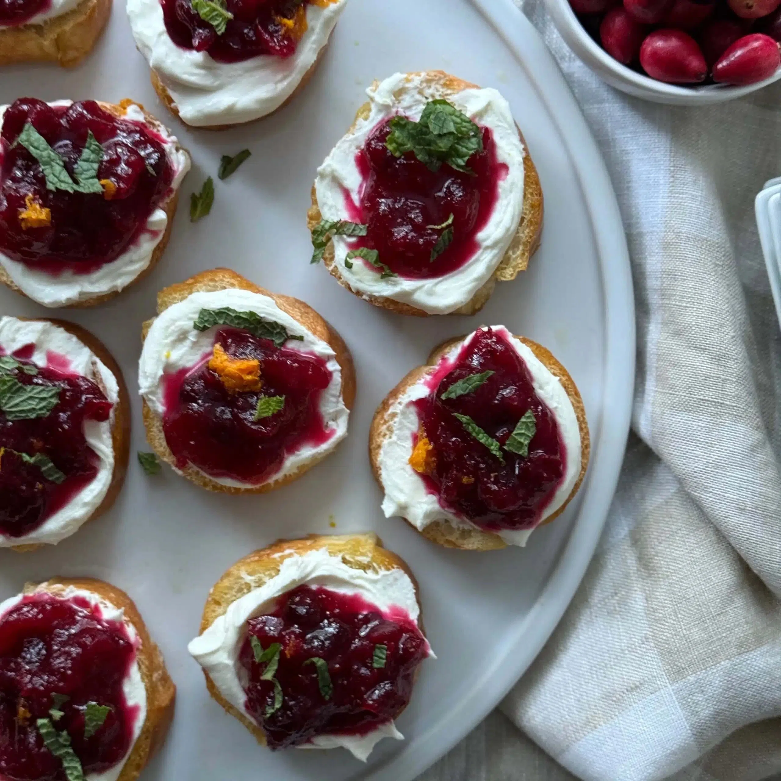 Cranberry Goat Cheese Crostini