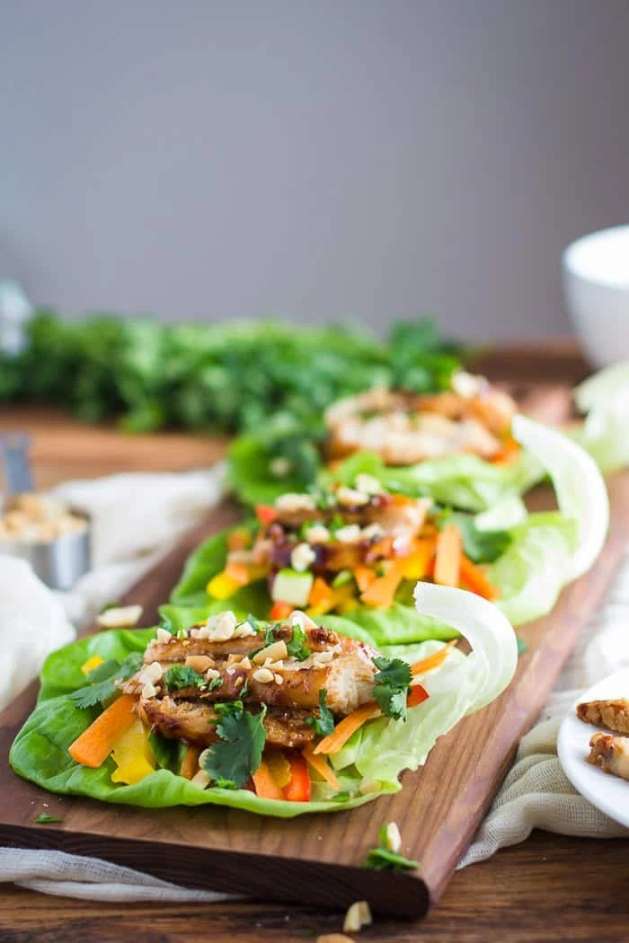 Healthy Thai Chicken Lettuce Wraps