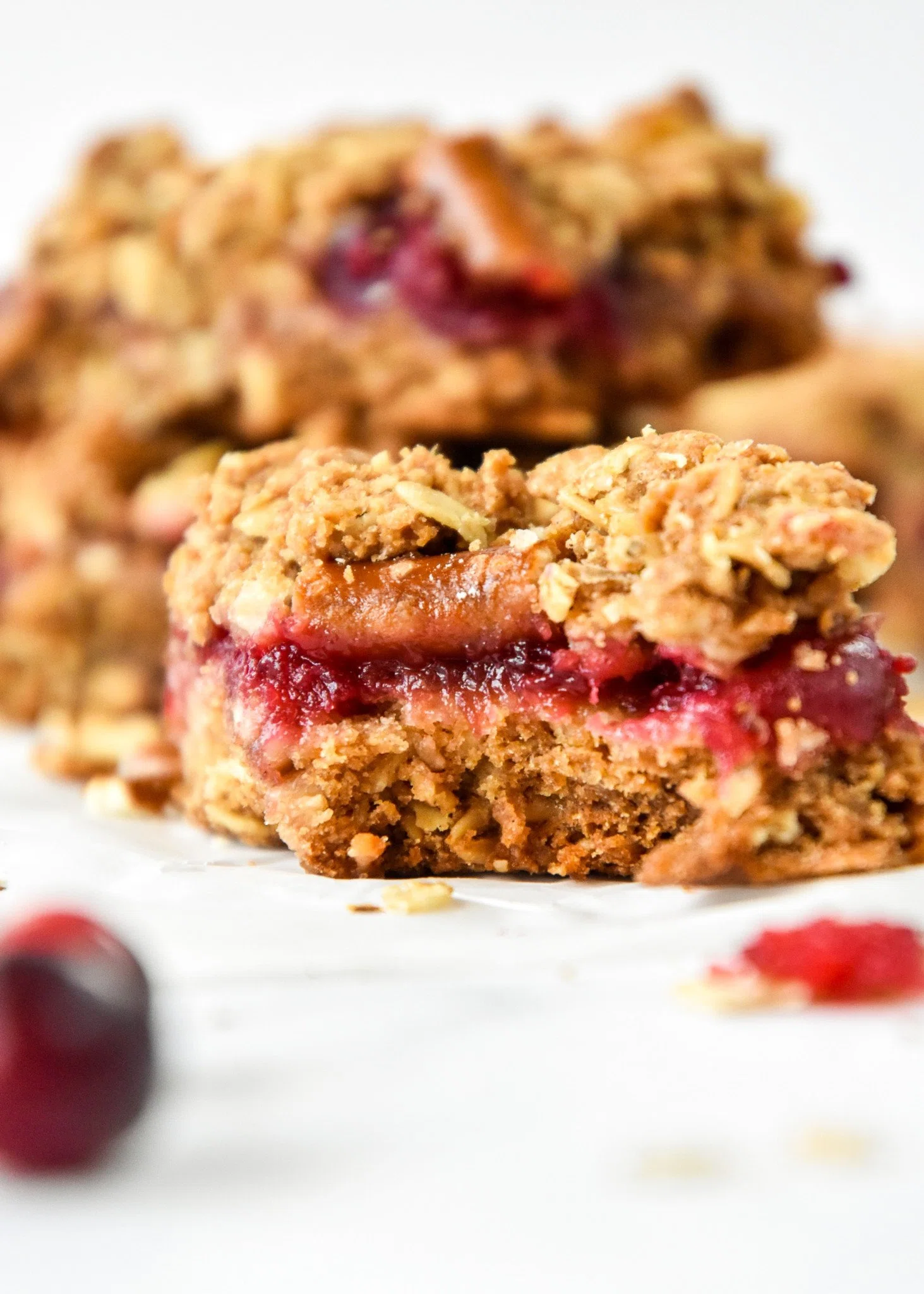 Cranberry Pretzel Oat Crumble Bars