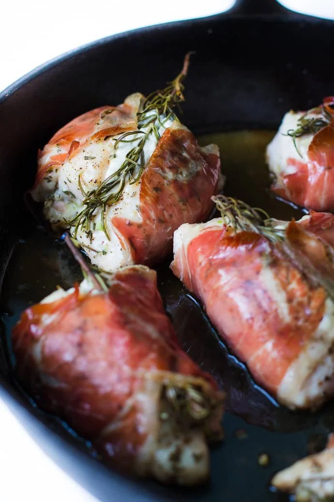 Goat Cheese Stuffed Rosemary Chicken in Prosciutto