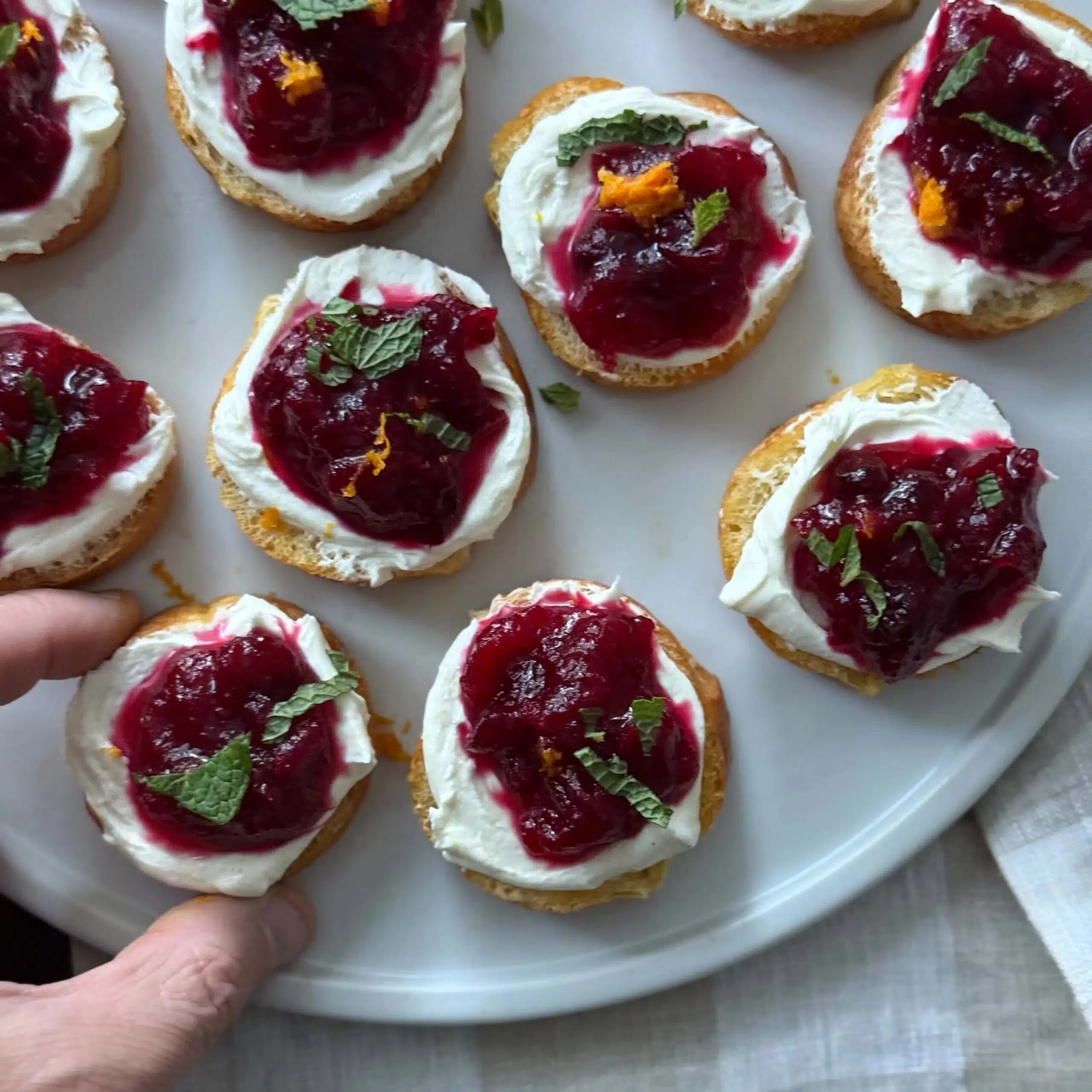 Cranberry Goat Cheese Crostini