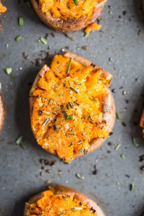 Garlic Smashed Sweet Potatoes