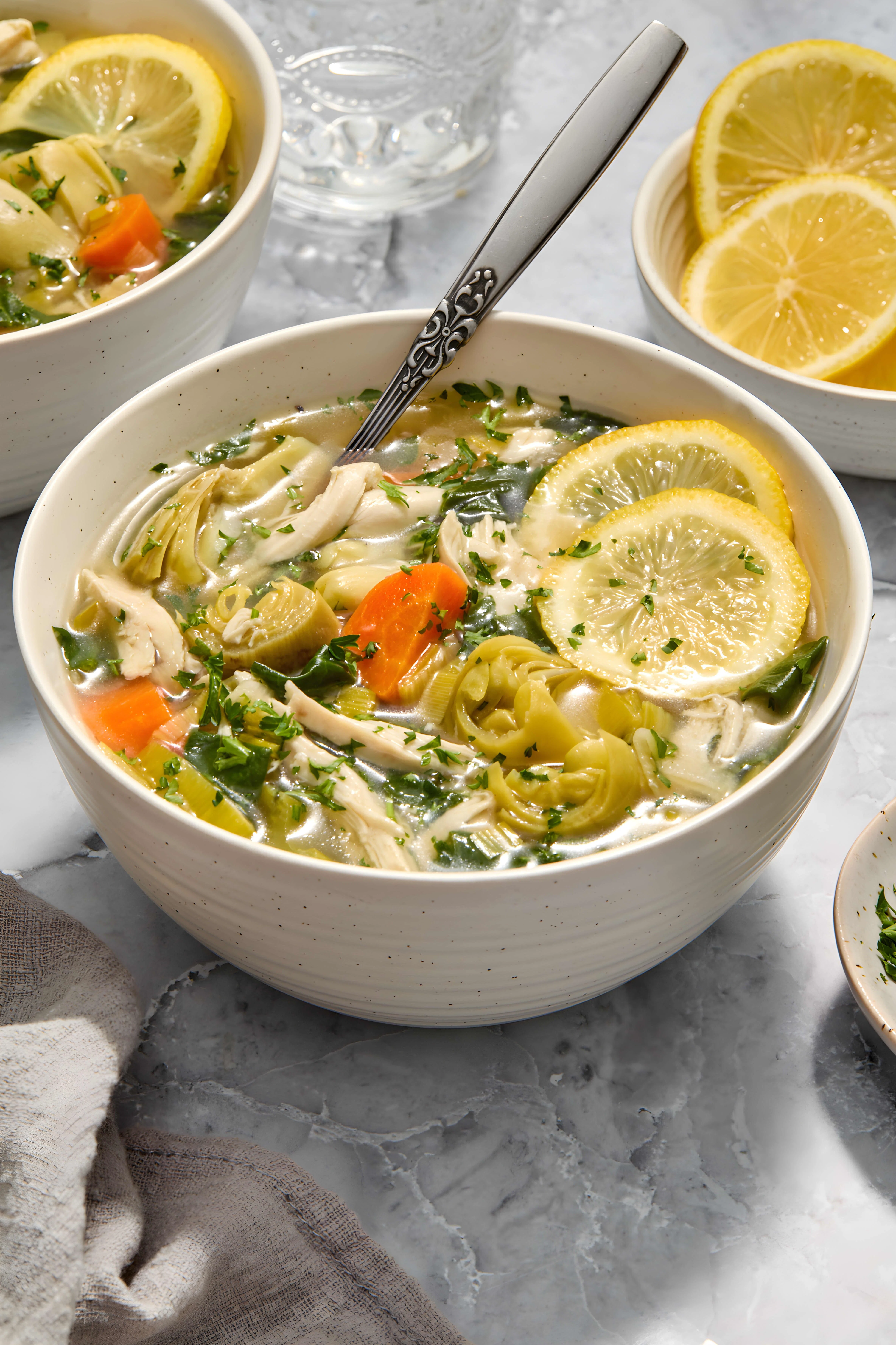 Slow Cooker Lemon Chicken Artichoke Soup