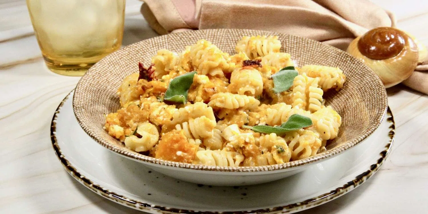 Roasted Butternut Squash Feta Pasta