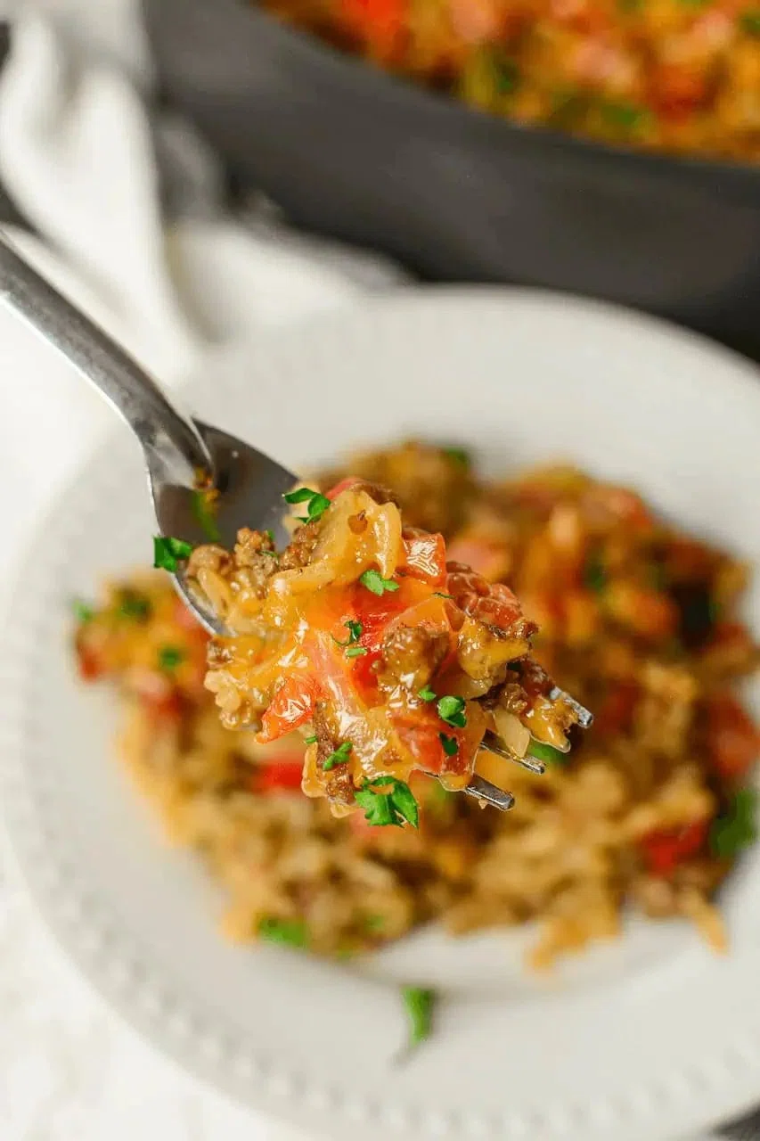 Tex Mex Ground Beef and Rice Skillet