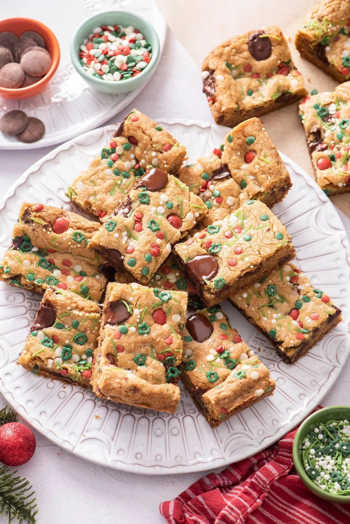 Holiday Chocolate Chip Sprinkle Bars