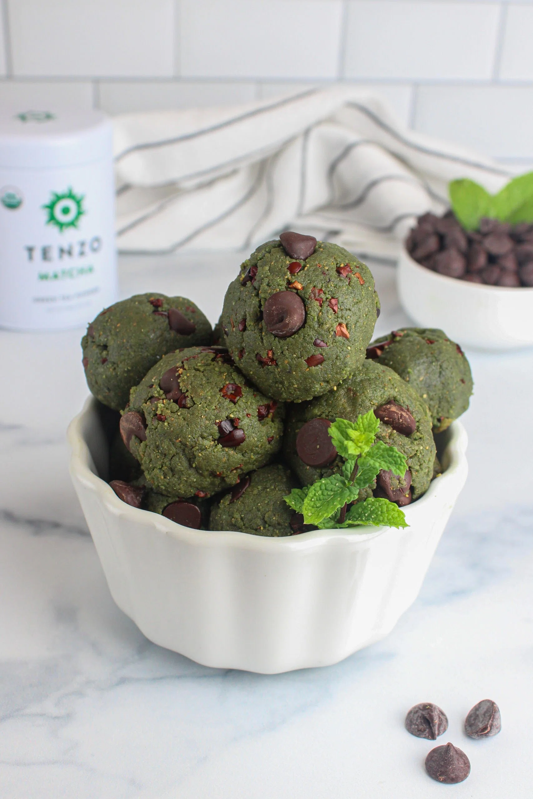 Matcha Mint Chocolate Chip Energy Bites