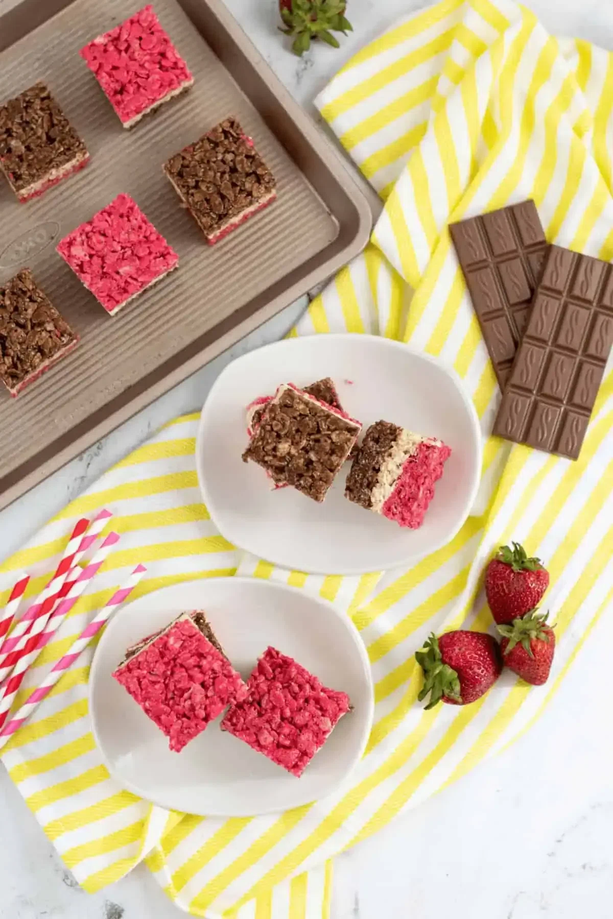 Strawberry Chocolate Rice Krispie Treats