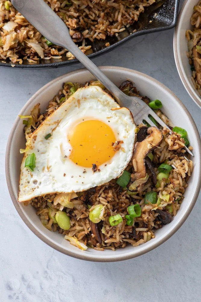 Crispy Rice with Shiitakes and Cabbage