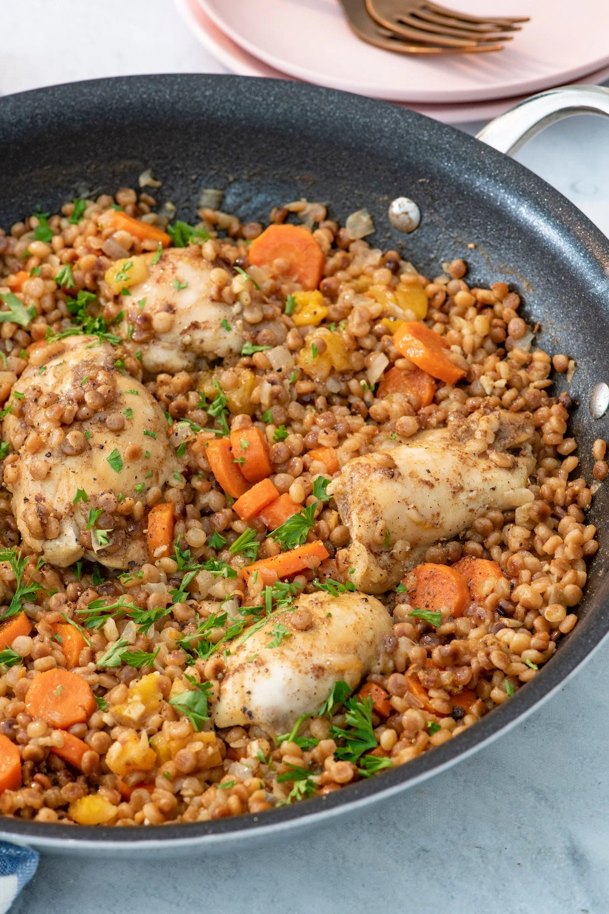 One Pot Spiced Chicken with Toasted Couscous