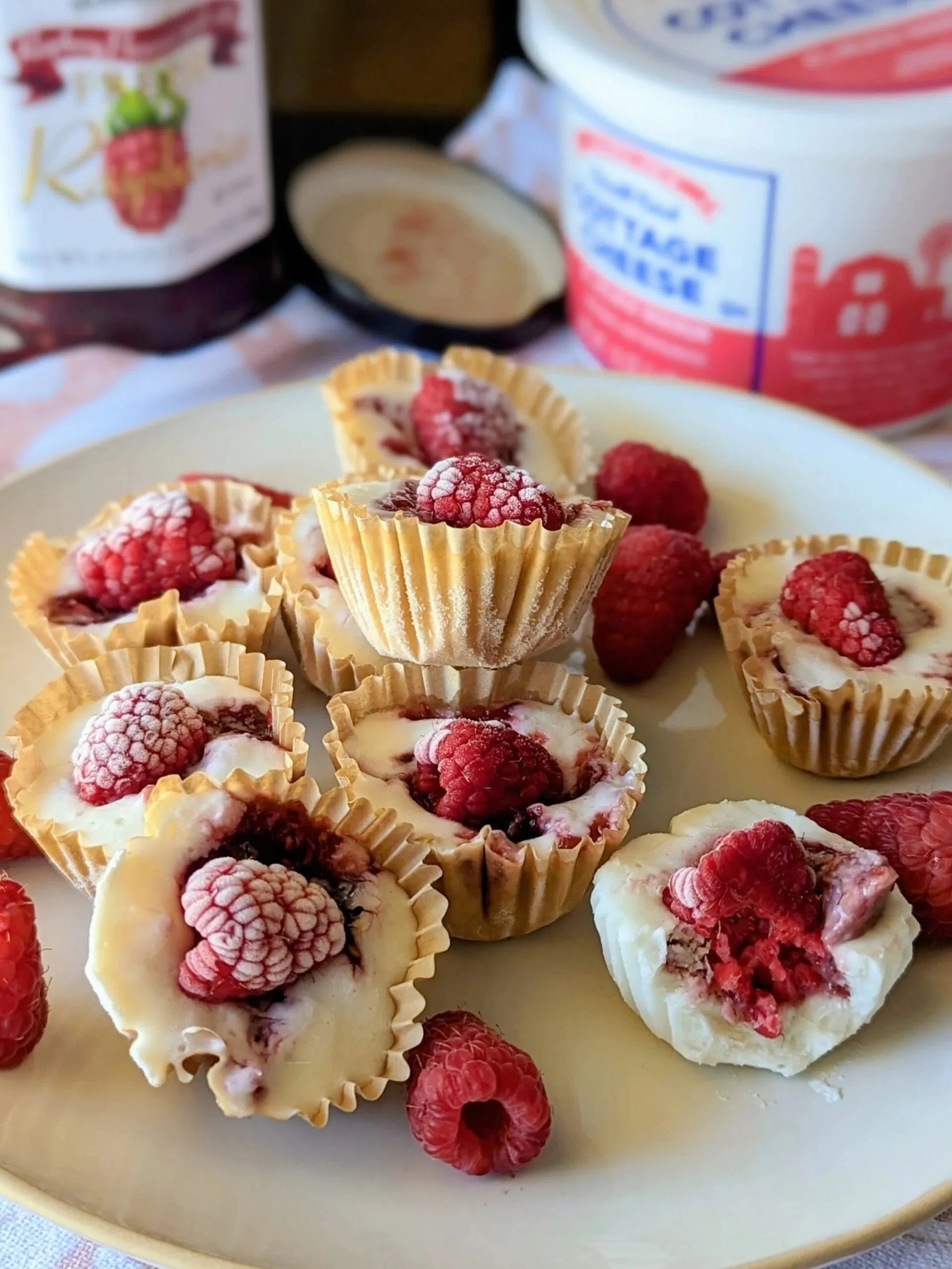 Frozen Raspberry Cottage Cheese Bites