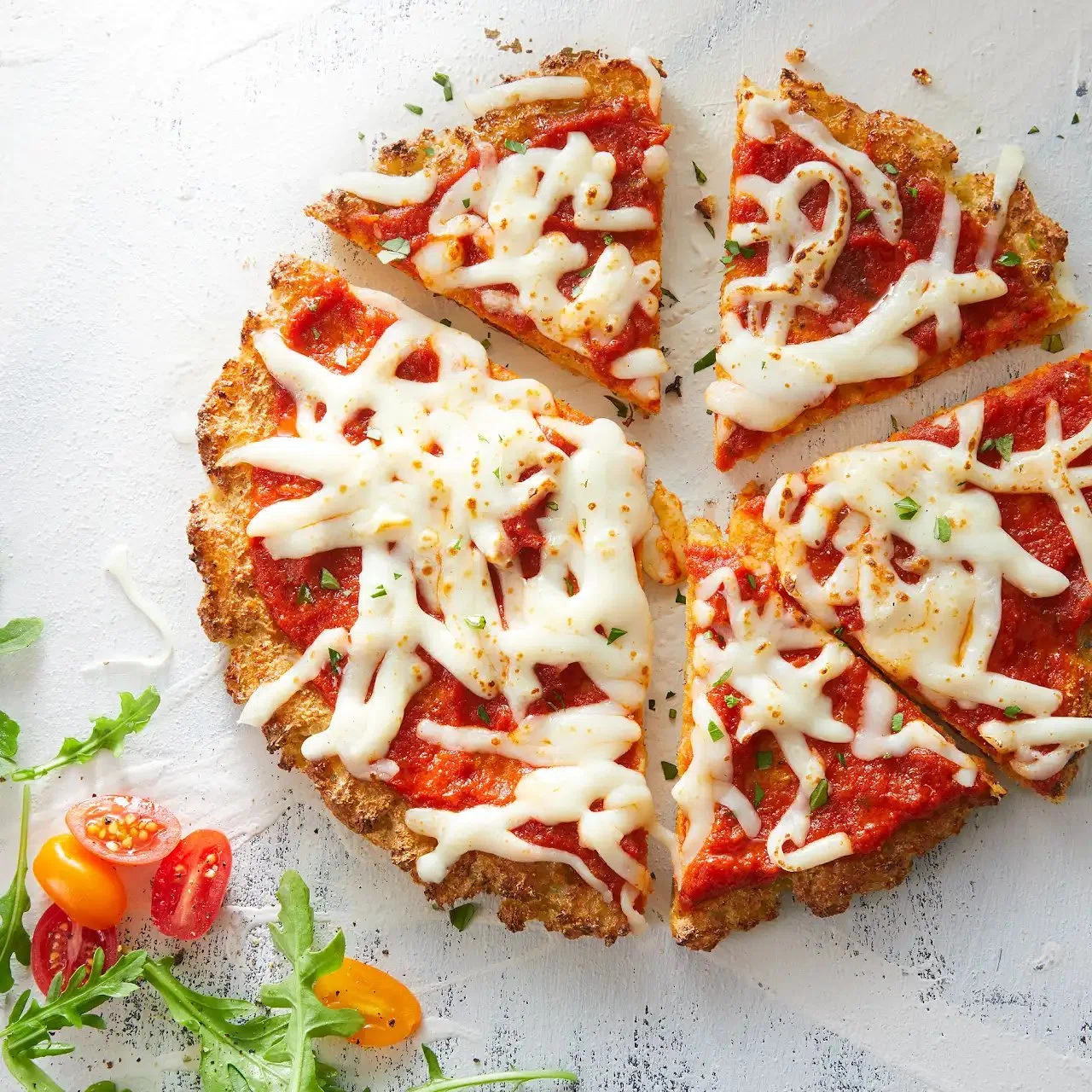 Cheesy Gluten-Free Cauliflower Crust Pizzas
