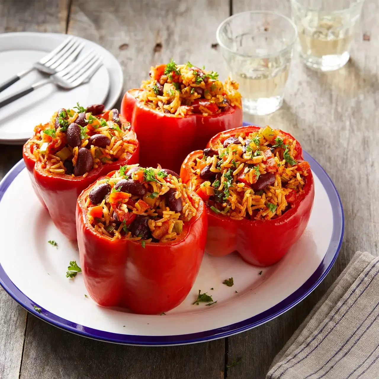 Vegan Red Beans and Rice Stuffed Peppers