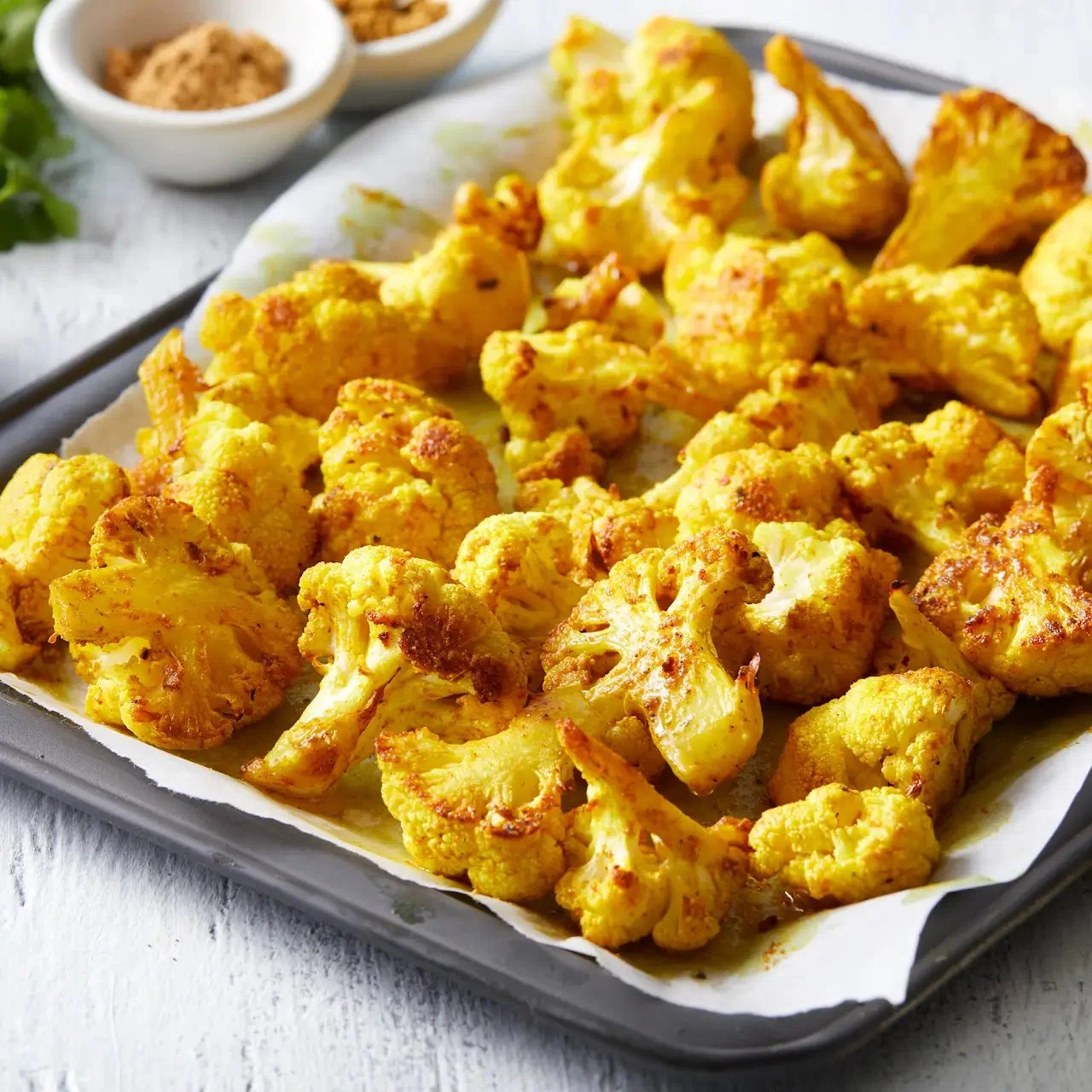 Curry Coconut Oil Roasted Cauliflower