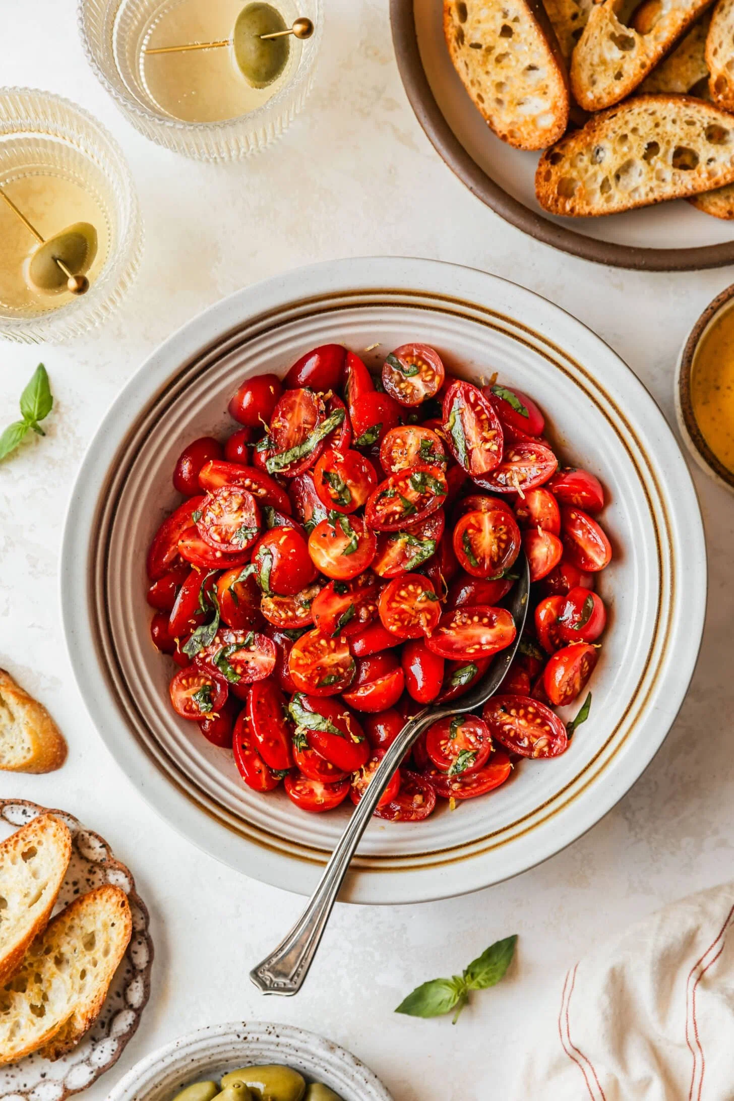 Gorgeous Tomato Bruschetta on Garlicky Crostini