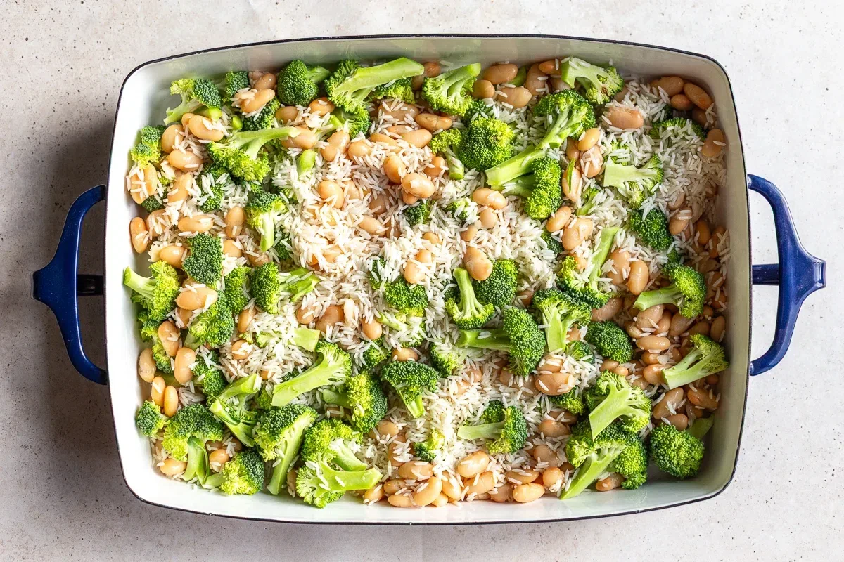 Broccoli Cheese Rice Casserole (High Protein!)