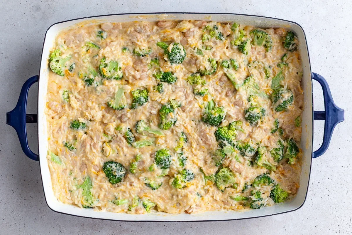 Broccoli Cheese Rice Casserole (High Protein!)