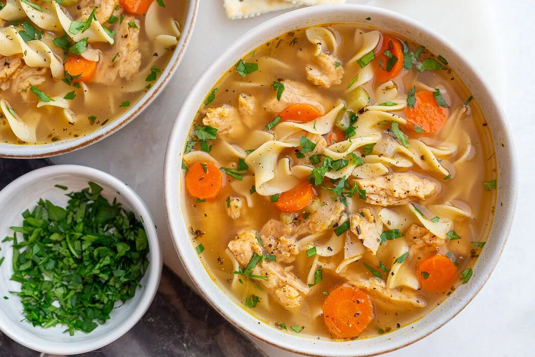 Vegetarian Chicken Noodle Soup (Easy + Vegan)