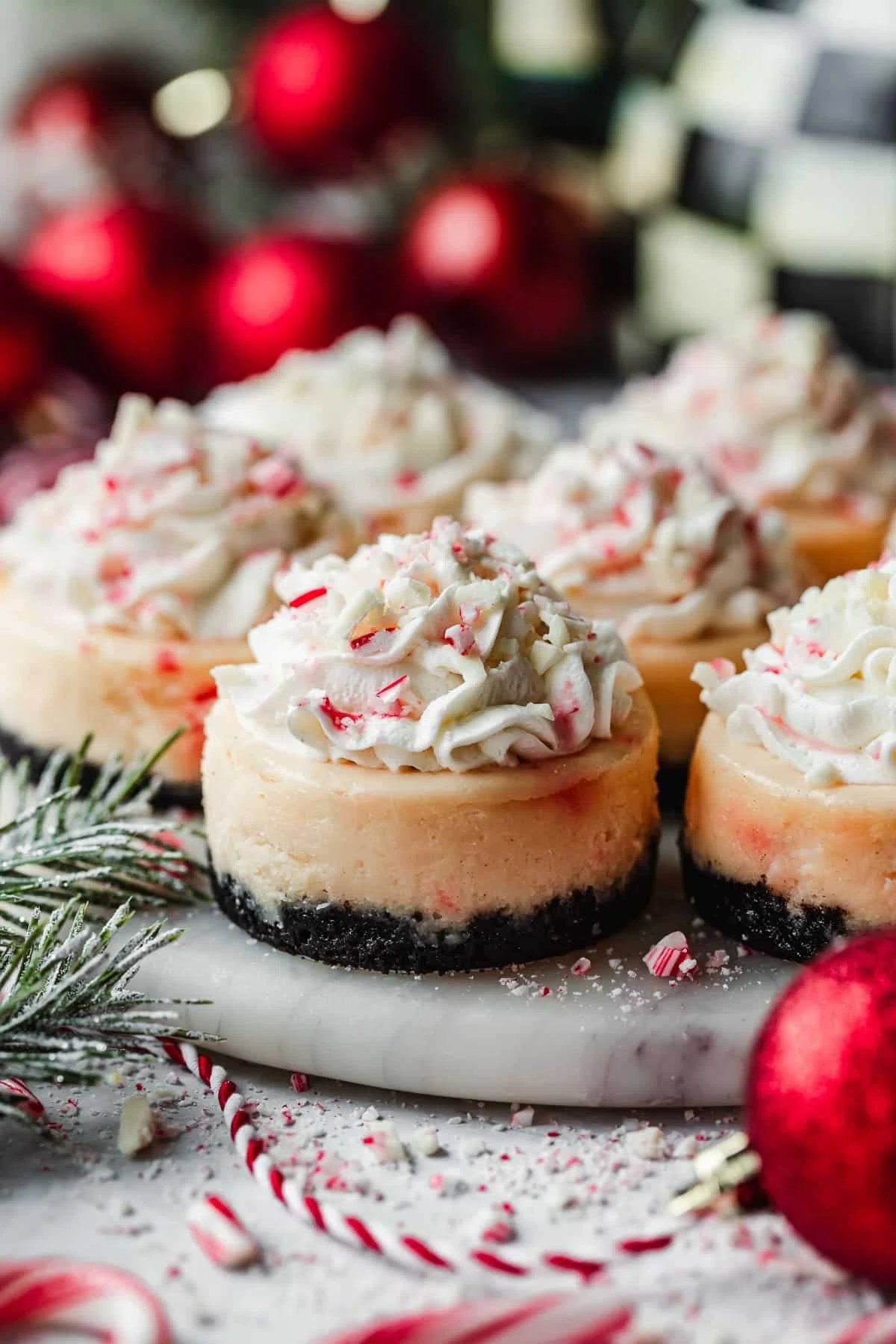 Mini Peppermint Bark Cheesecakes