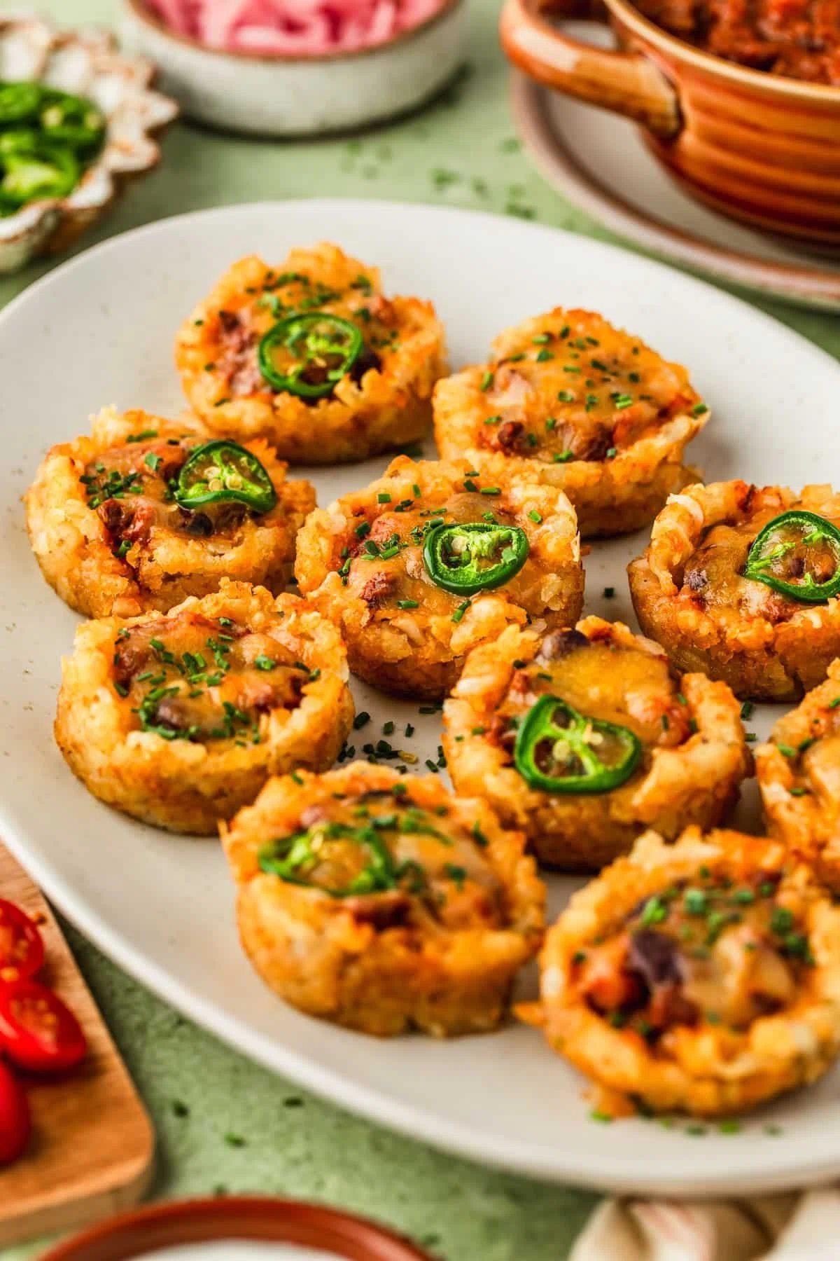 Crispy Tater Tot Chili Cheese Bites