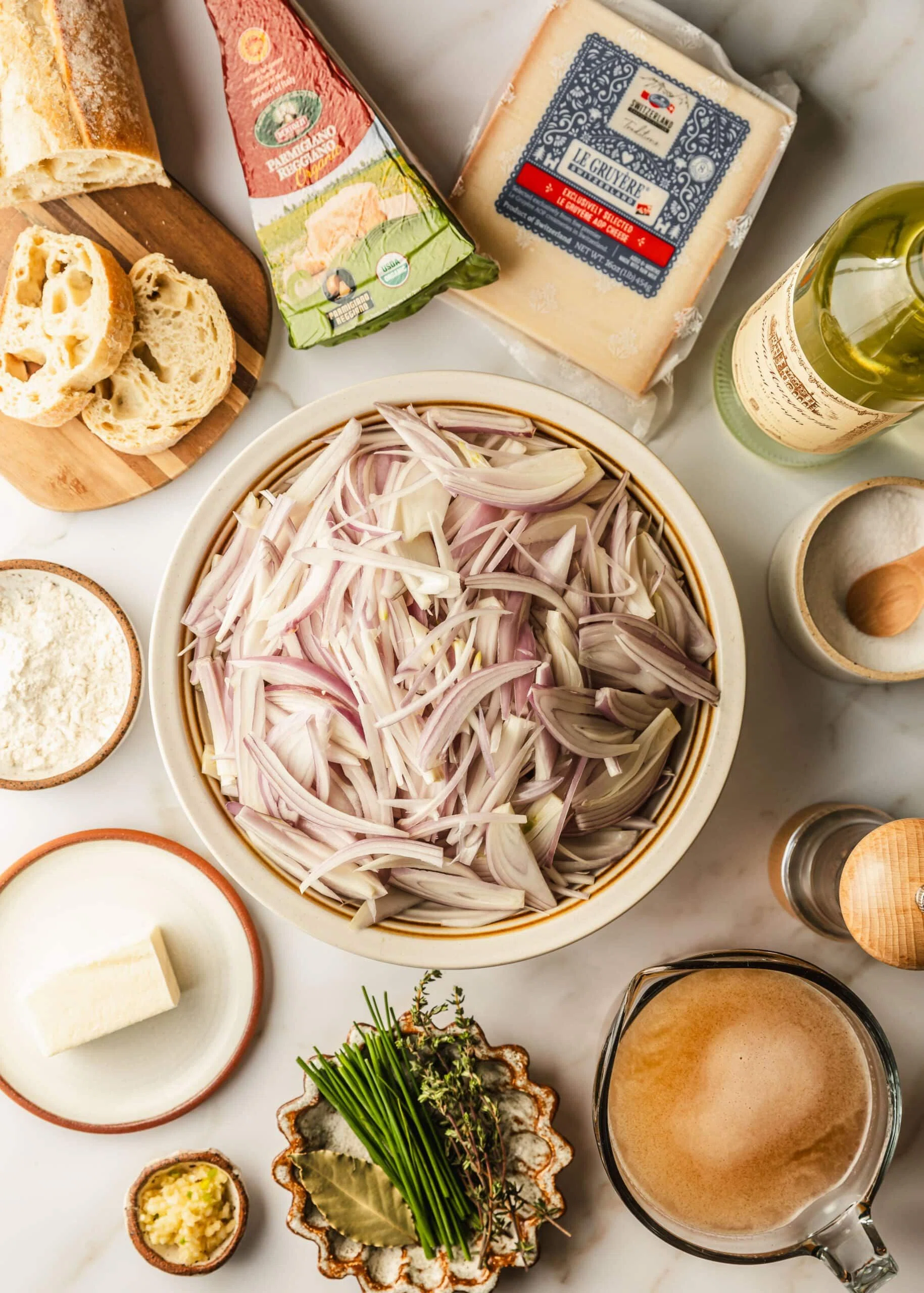 French Shallot Soup with Gruyère Croutons