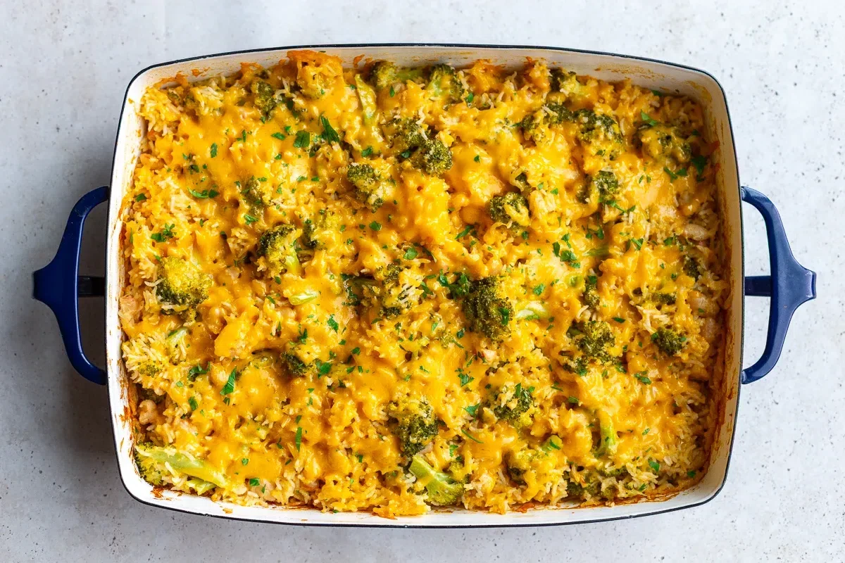 Broccoli Cheese Rice Casserole (High Protein!)