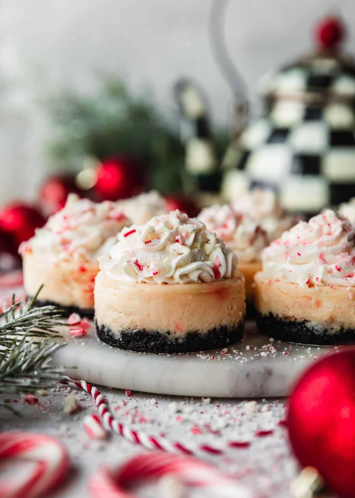 Mini Peppermint Bark Cheesecakes