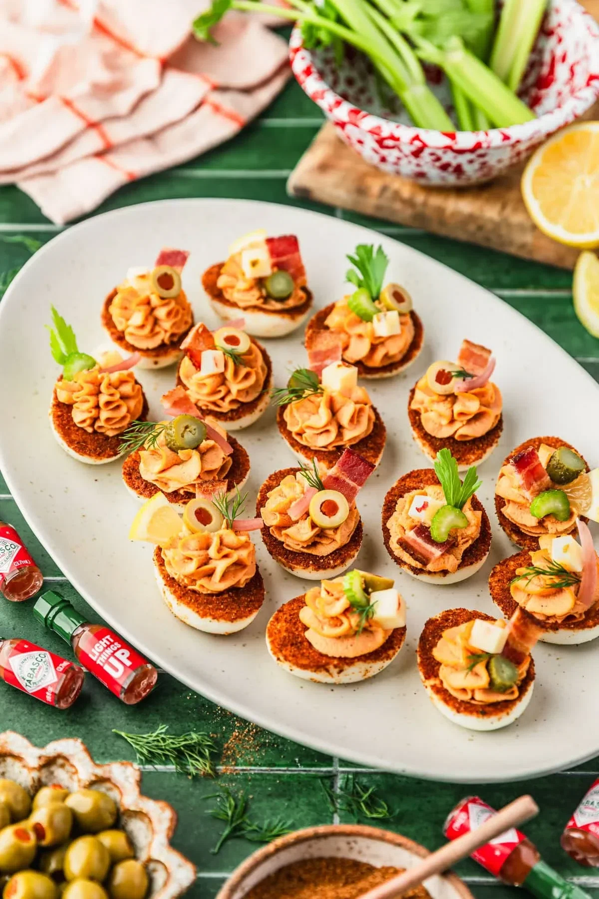 Bloody Mary Deviled Eggs