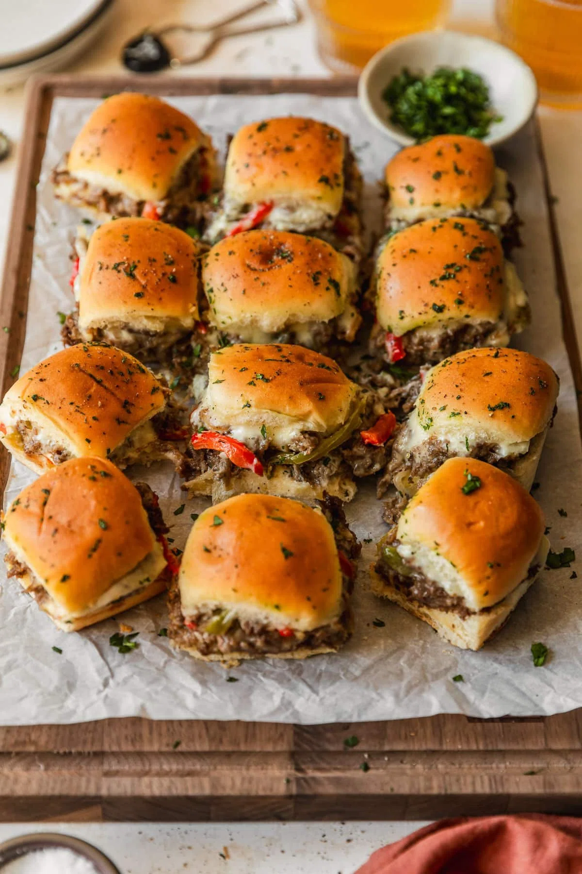 Melty Philly Cheesesteak Sliders on Hawaiian Rolls