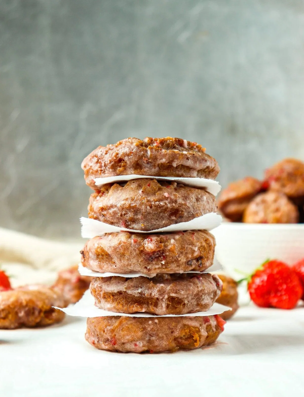 Strawberry Sour Cream Doughnuts
