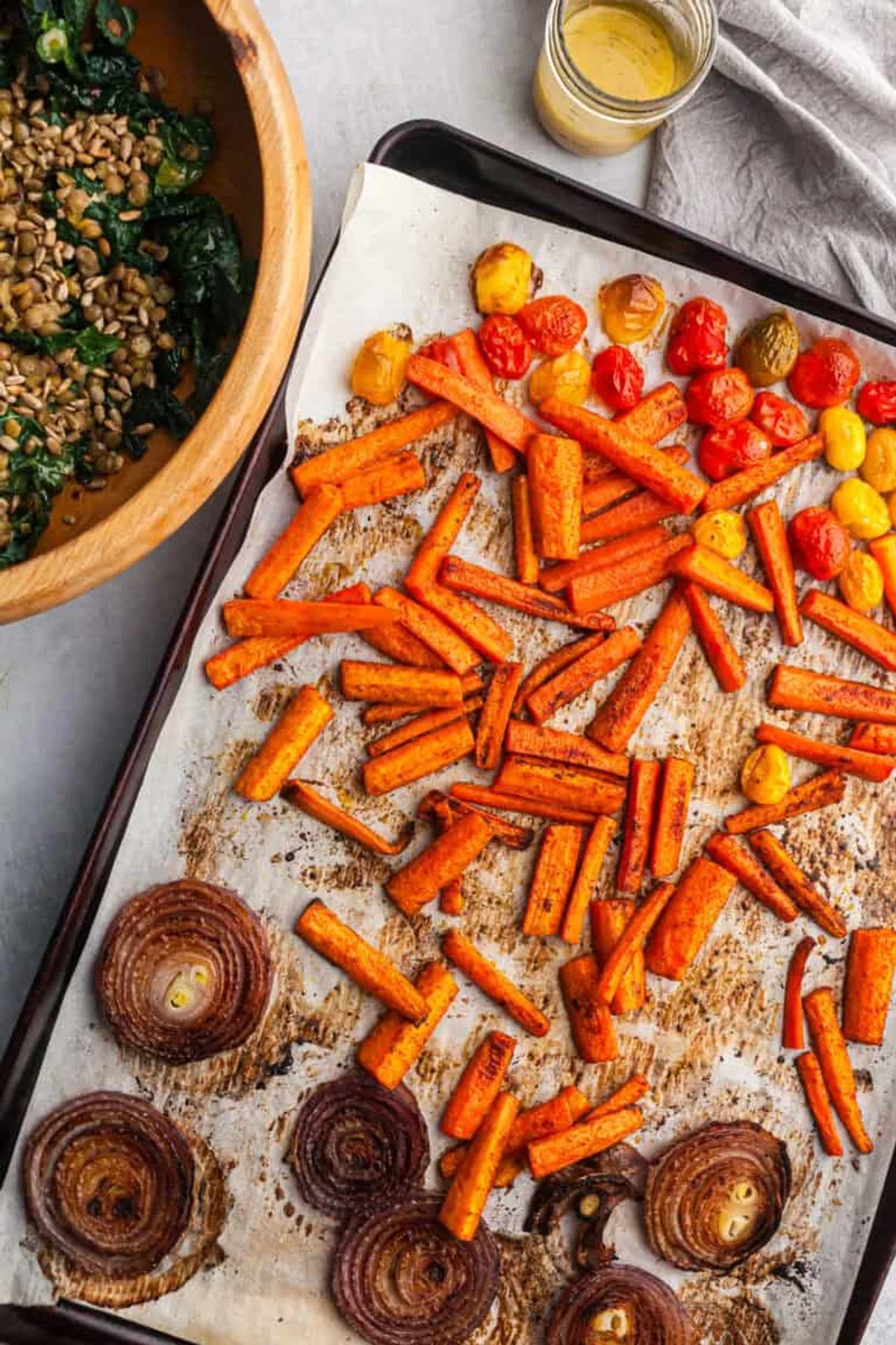 Kale Lentil Salad with Roasted Vegetables