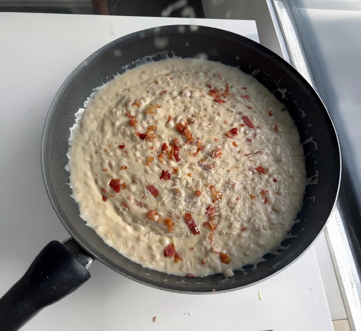 Cheesy Orzo with Bacon