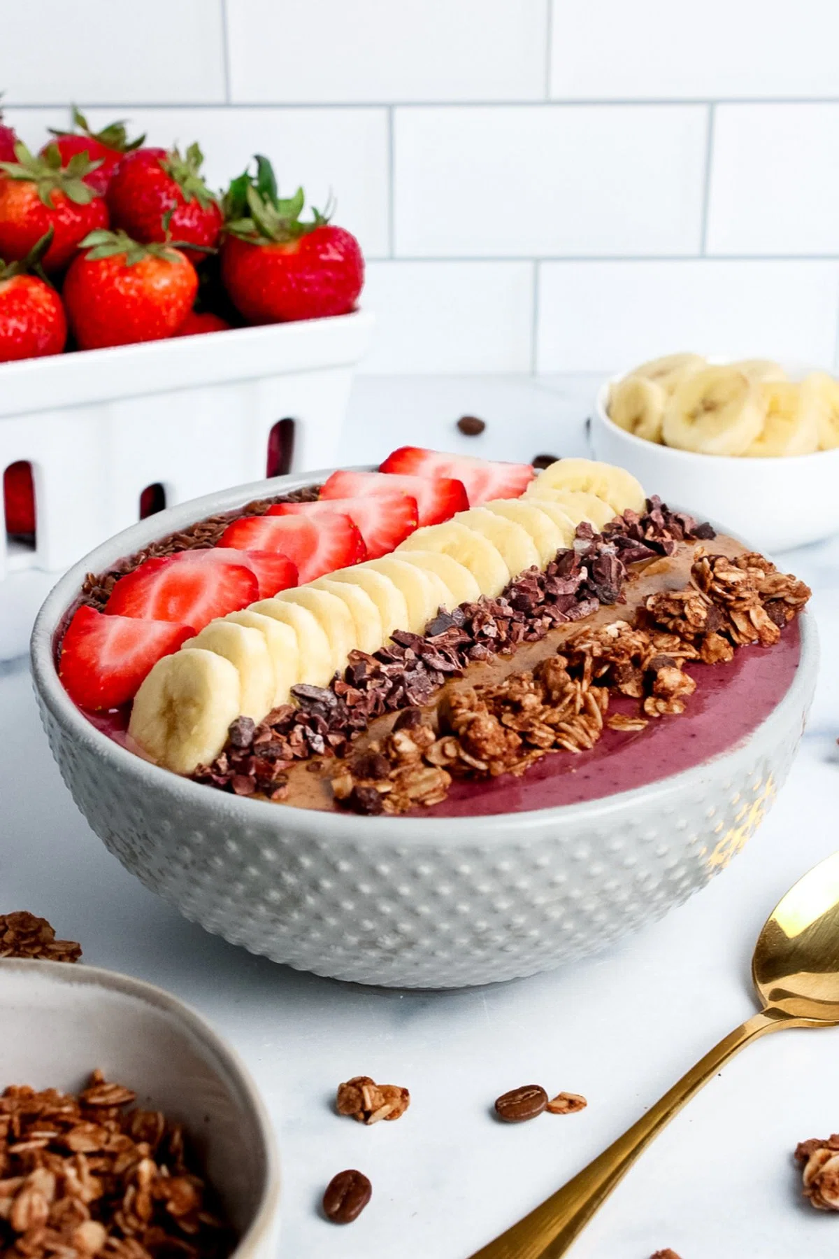 Strawberry Banana Espresso Smoothie Bowl
