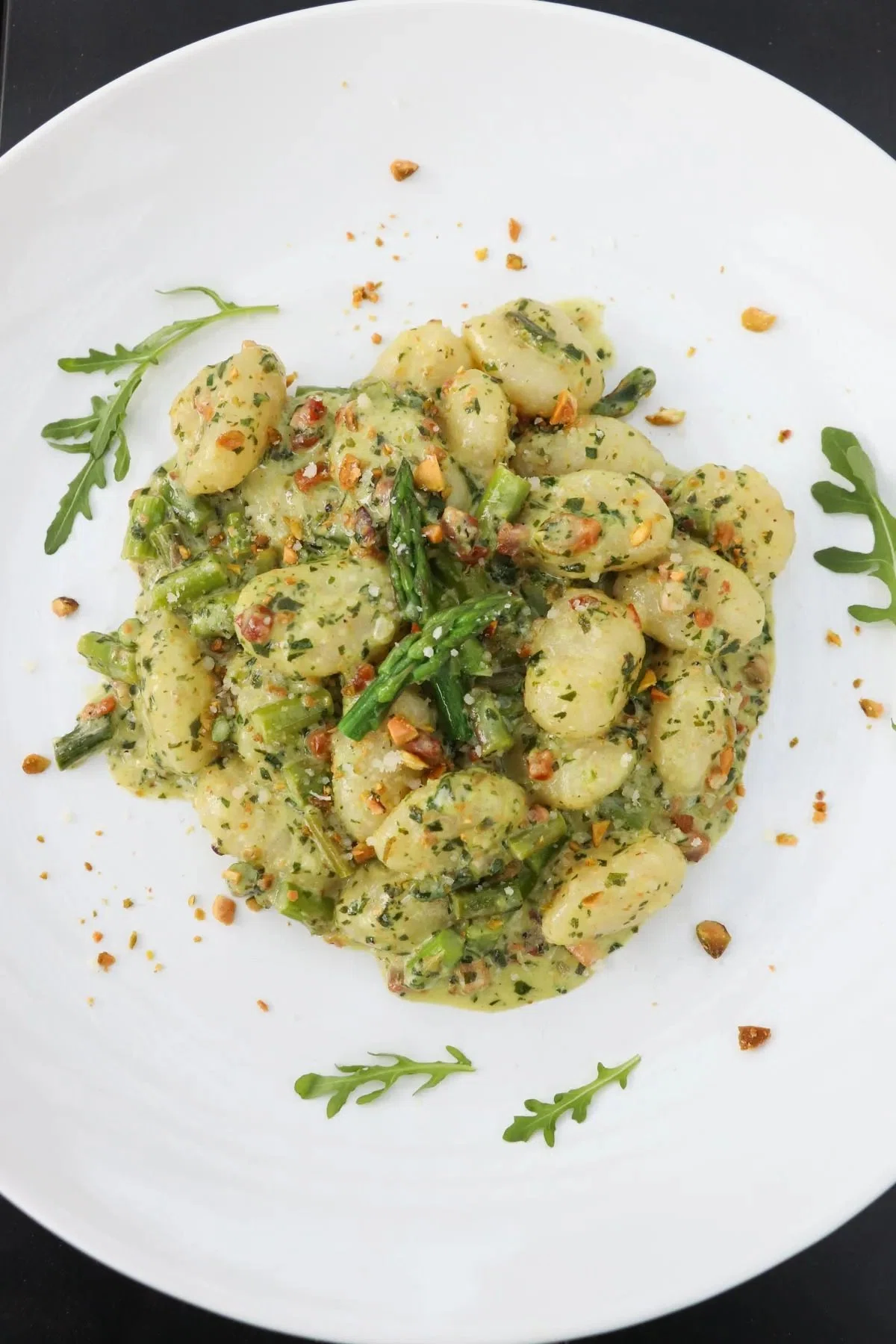 Gnocchi with Pesto Cream Sauce & Asparagus
