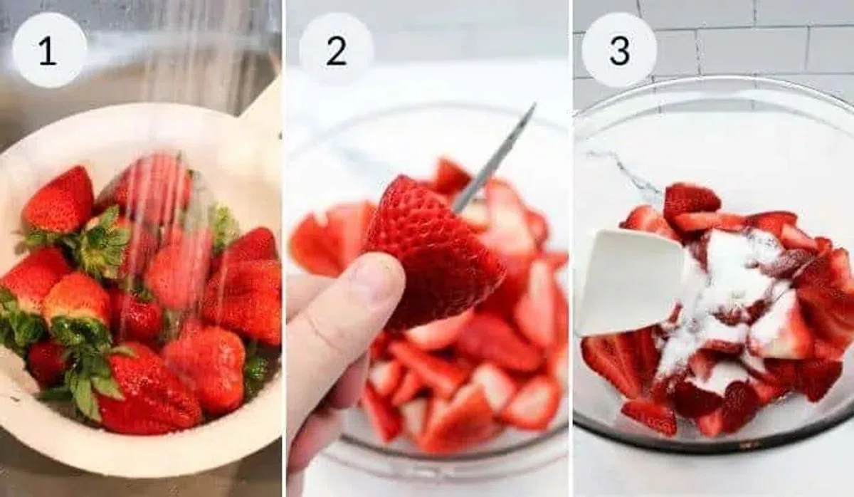 Upside Down Strawberry Vanilla Cake