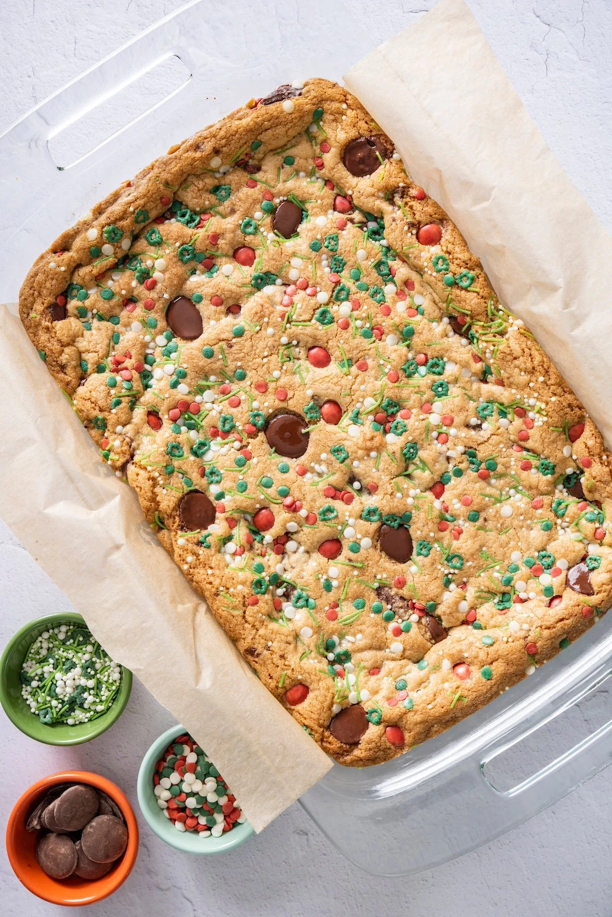 Holiday Chocolate Chip Sprinkle Bars