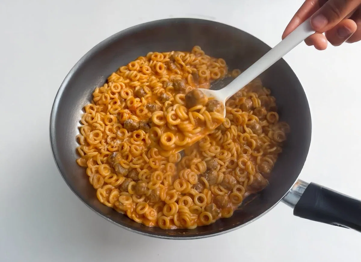 Vodka Spaghettios with Mini Meatballs