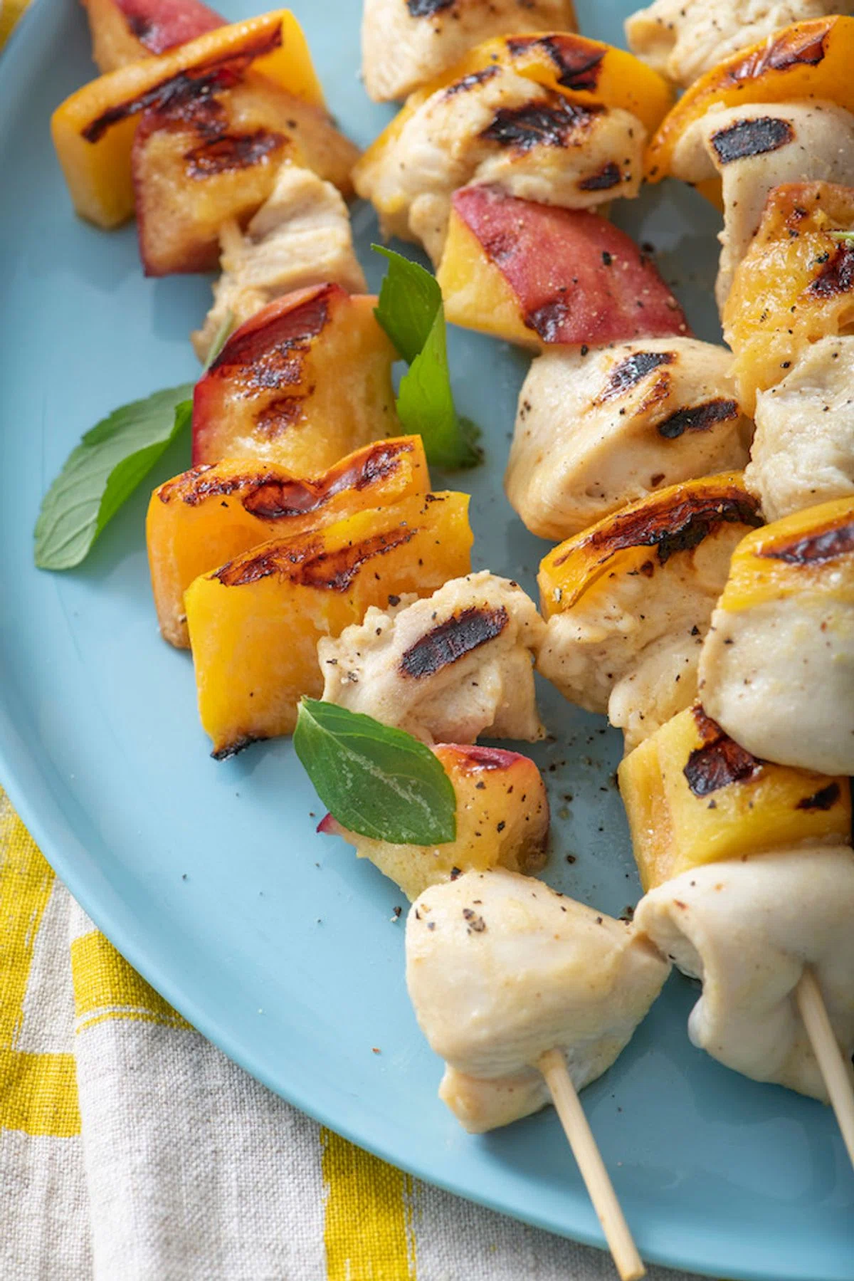 Chicken, Peach & Bell Pepper Skewers
