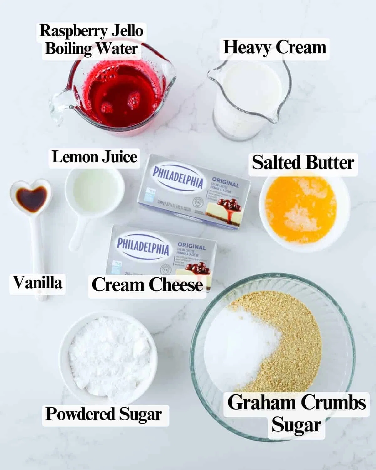 Raspberry Jello Cheesecake (no bake)