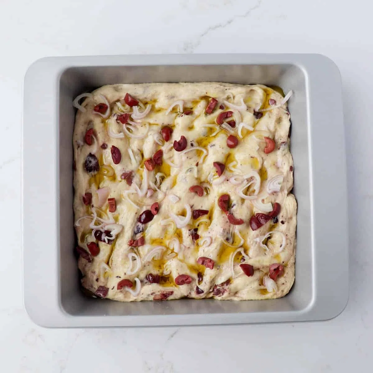 Shallot Black Olive Focaccia Bread