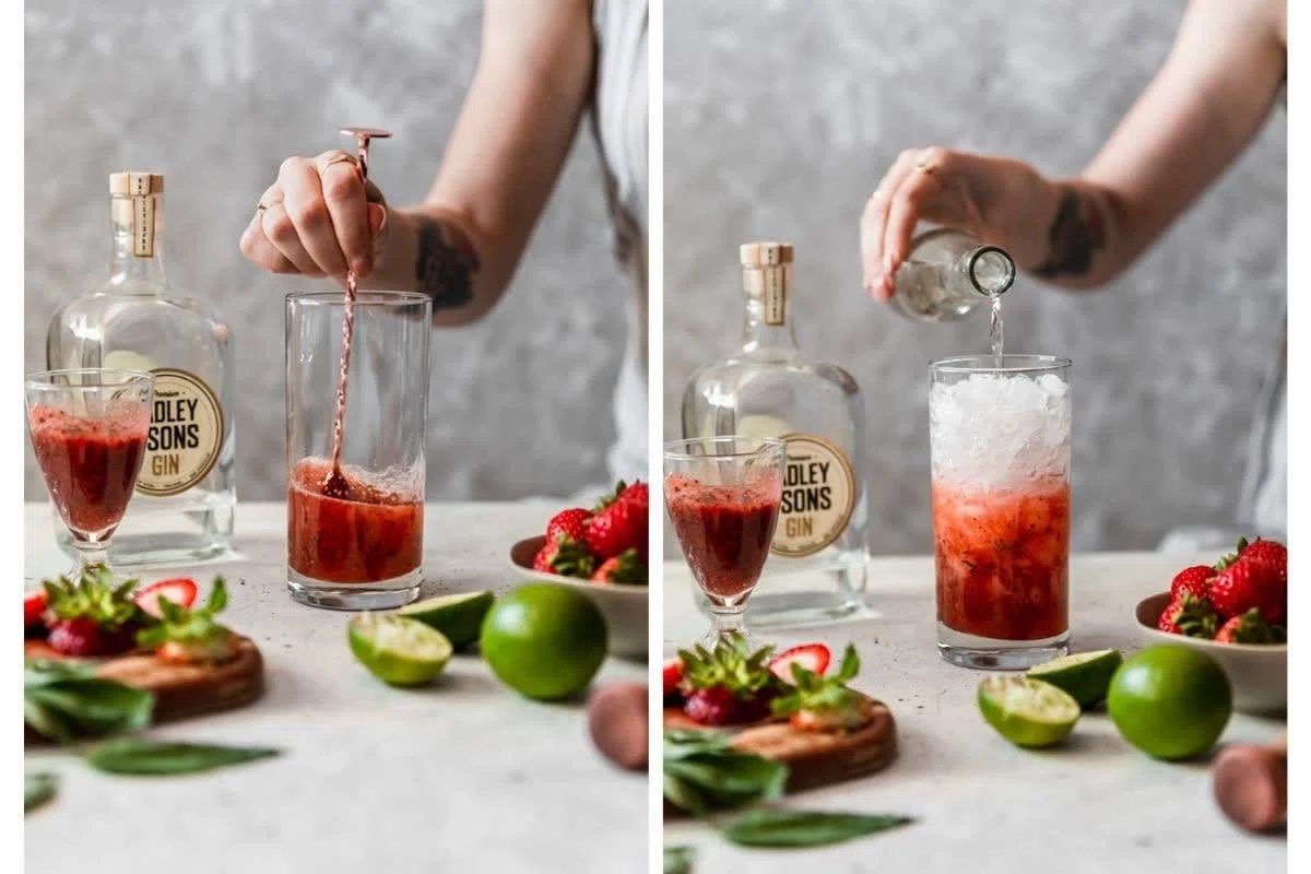 Strawberry Gin Smash With Basil & Elderflower
