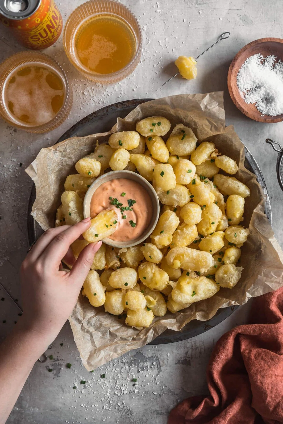 Tempura Fried Cheese Curds With Sriracha Mayo