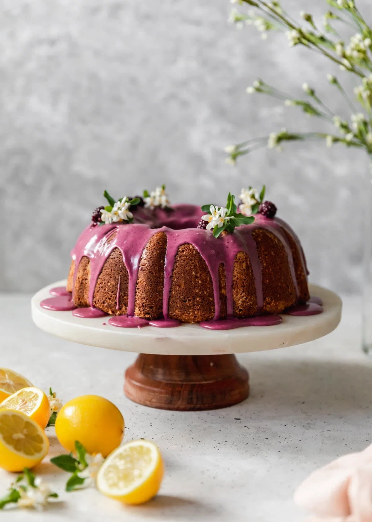 Sour Cream Lemon Pound Cake With Blackberry Glaze