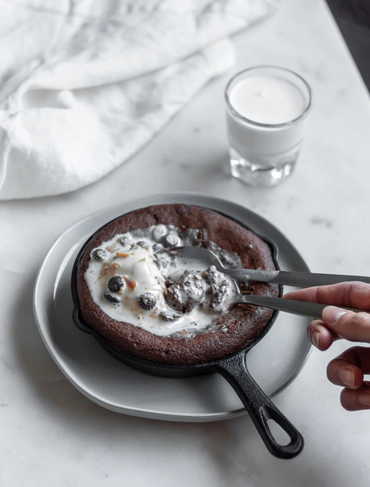 Chocolate Peanut Butter Lava Cake Skillets