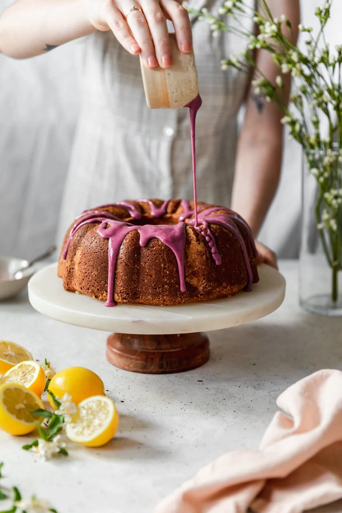 Sour Cream Lemon Pound Cake With Blackberry Glaze