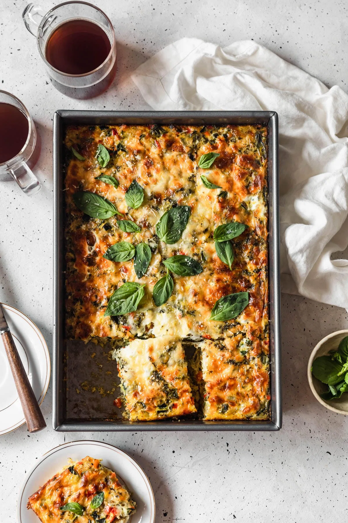 Roasted Veggie Breakfast Casserole With Pesto