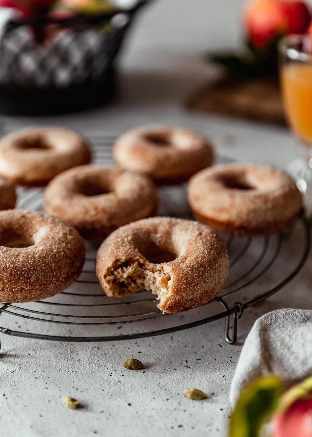 Baked Apple Cider Donuts With Cardamom Sugar