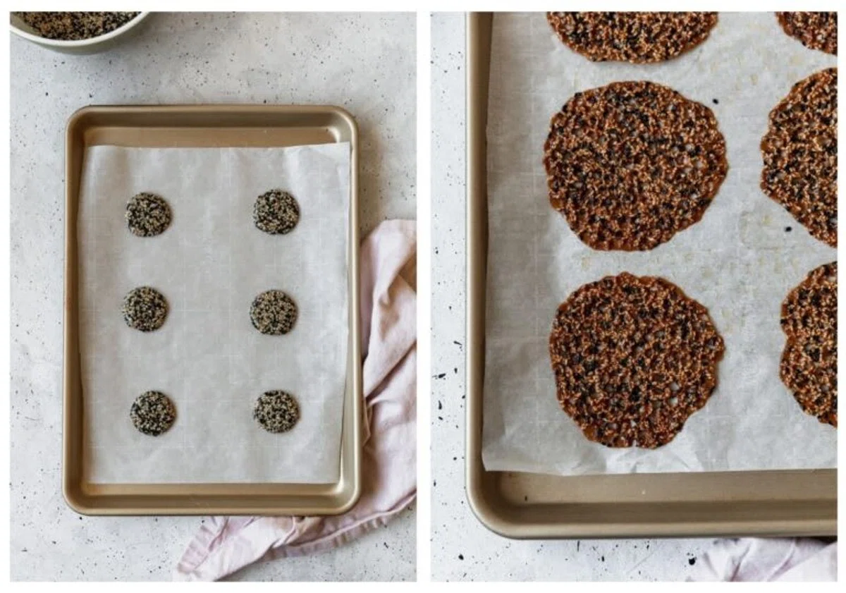 Sesame Lace Cookies With Dark Chocolate